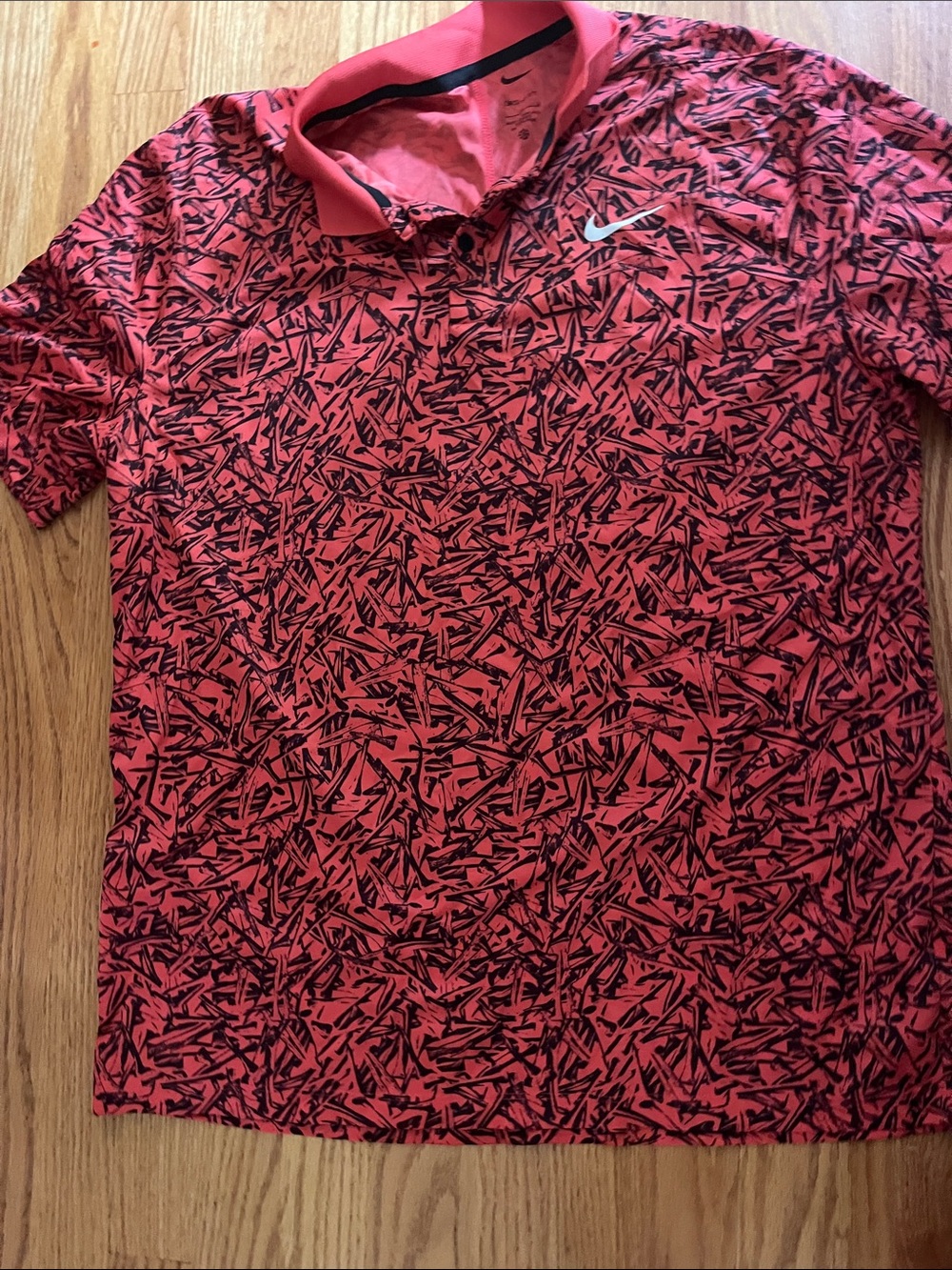 Nike Red Polo with Black Abstract Print